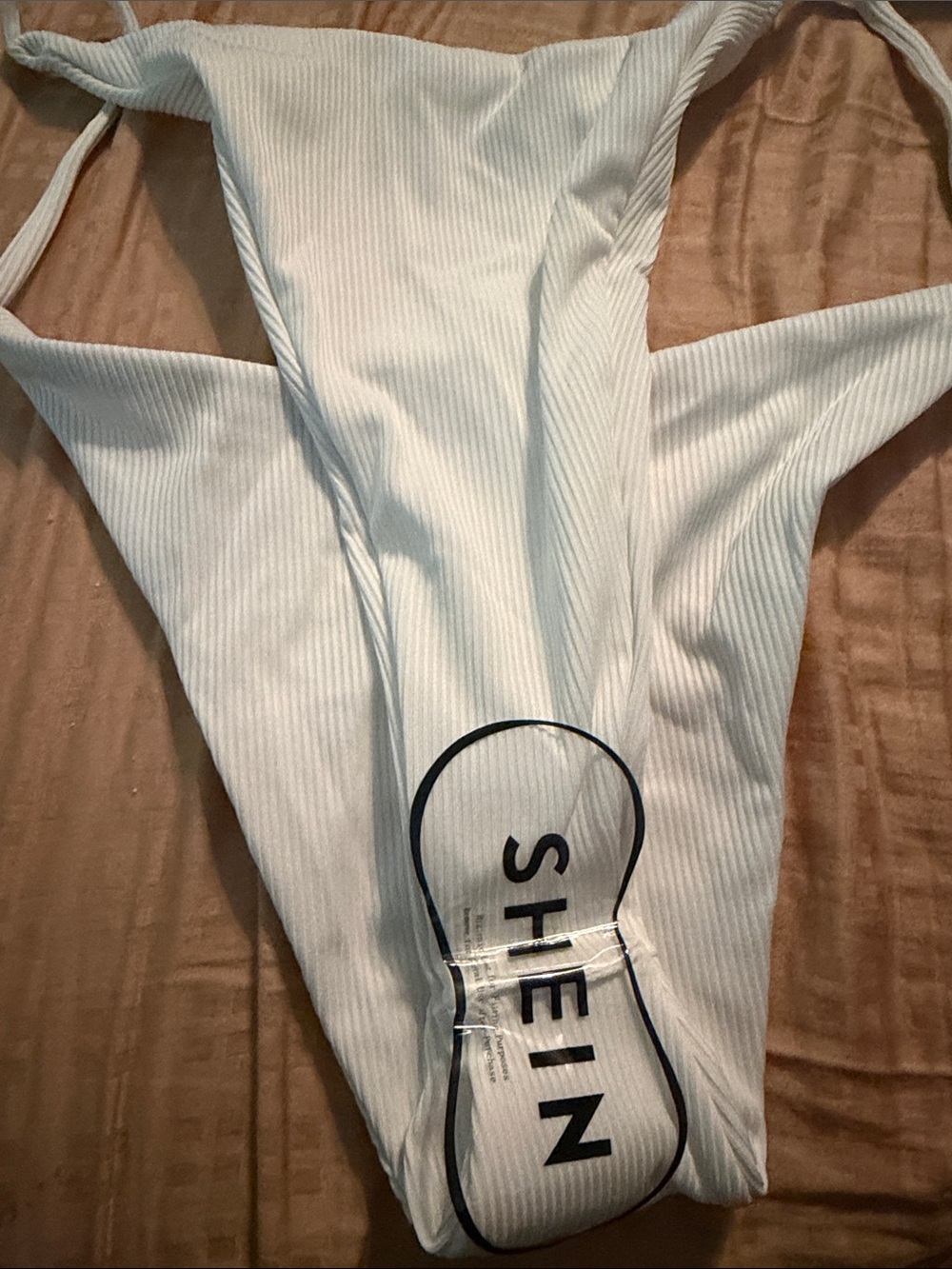 SHEIN White Ribbed Triangle Bikini Set - Picture 2 of 2